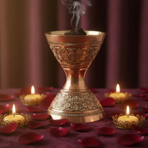 Close-up macro shot of intricate hand-carved geometric patterns on luxury Bakhoor burner